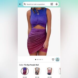 Purple and Pink Ruched Dress